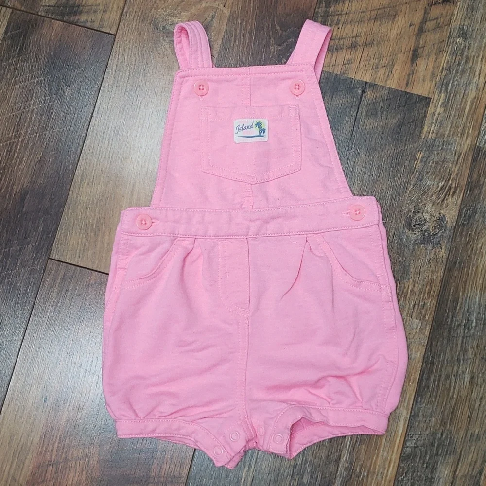 Carter's Bright Bubblegum Pink Short Overalls, Size 24 Months